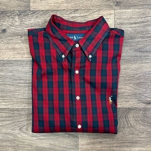 Ralph Lauren Shirt Men’s XL 17.5 36/37 Classic Fit Button Down Red/Green Plaid